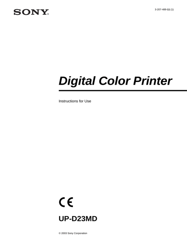 Sony UP-D23MD User's manual Sony UP-D23MD User's manual