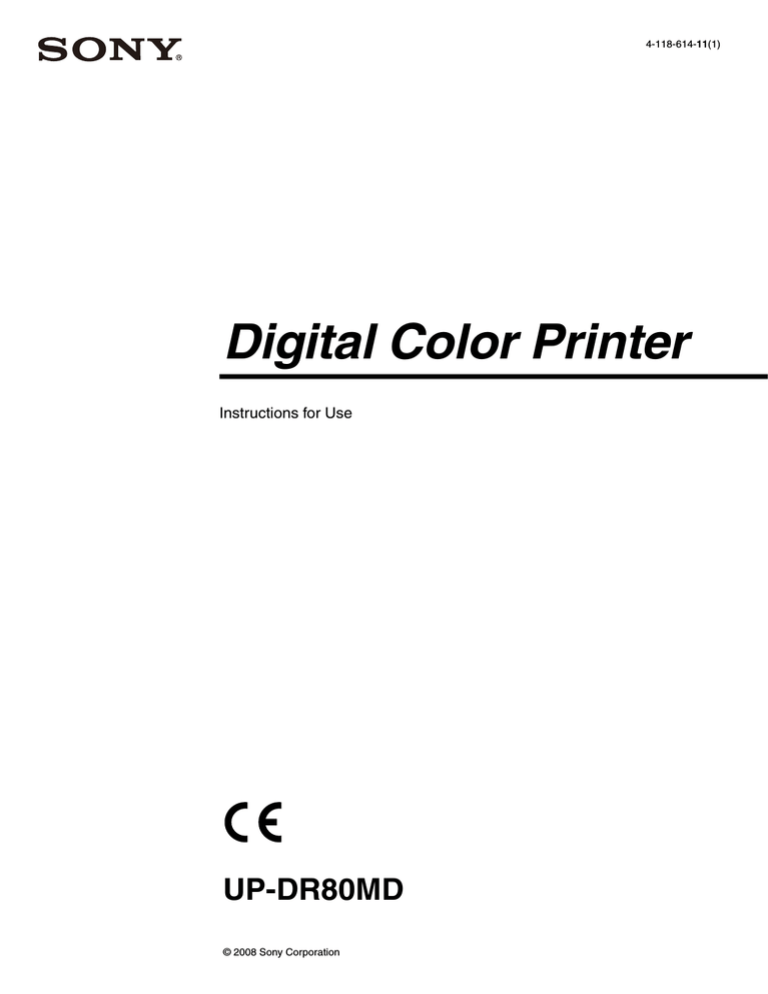 Sony UP-DR80MD User's manual Sony UP-DR80MD User's manual