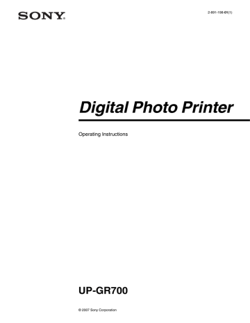 Sony UP-GR700 User's manual Sony UP-GR700 User's manual