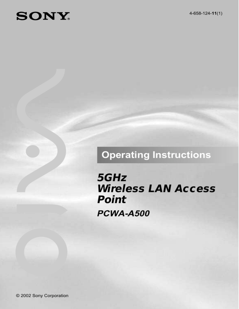 Sony VAIO PCWA-A500 User's manual Sony VAIO PCWA-A500 User's manual