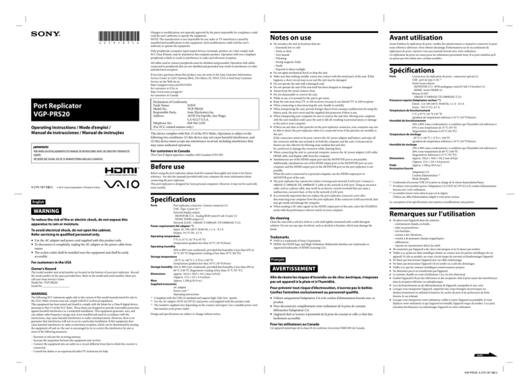 Sony VAIO VGP-PRS20 User's manual Sony VAIO VGP-PRS20 User's manual