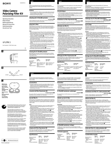 Sony VF-37PK S, VF-37CPKS Owner's manual Sony VF-37PK S, VF-37CPKS Owner's manual