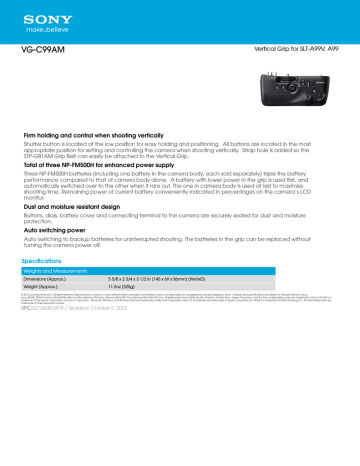Sony VG-C99AM Specification Sony VG-C99AM Specification