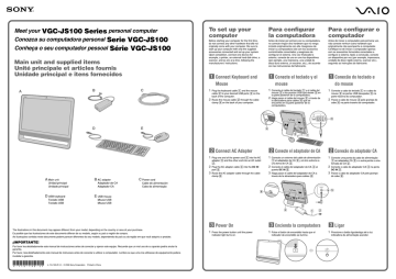 Sony VGC-JS110J/B Quick guide Sony VGC-JS110J/B Quick guide