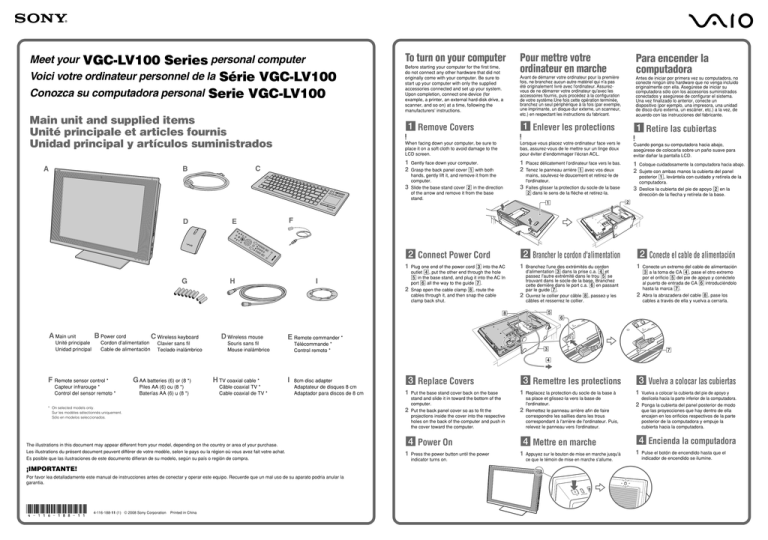 Sony VGC-LV110N Quick guide Sony VGC-LV110N Quick guide