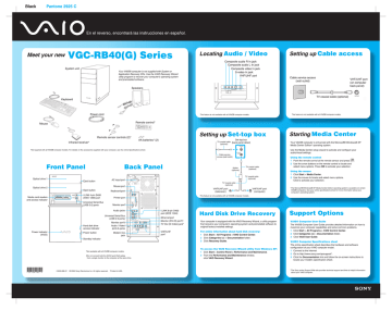 Sony VGC-RB40 Quick start guide Sony VGC-RB40 Quick start guide