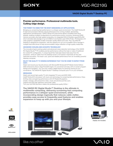 Sony VGC-RC210G Specification Sony VGC-RC210G Specification