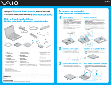 Sony VGN-AX570G Quick start guide Sony VGN-AX570G Quick start guide