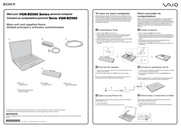 Sony VGN-BZ560 Quick guide Sony VGN-BZ560 Quick guide