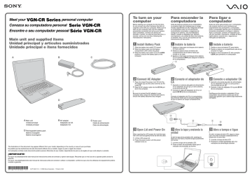 Sony VGN-CR506E/J Quick guide Sony VGN-CR506E/J Quick guide