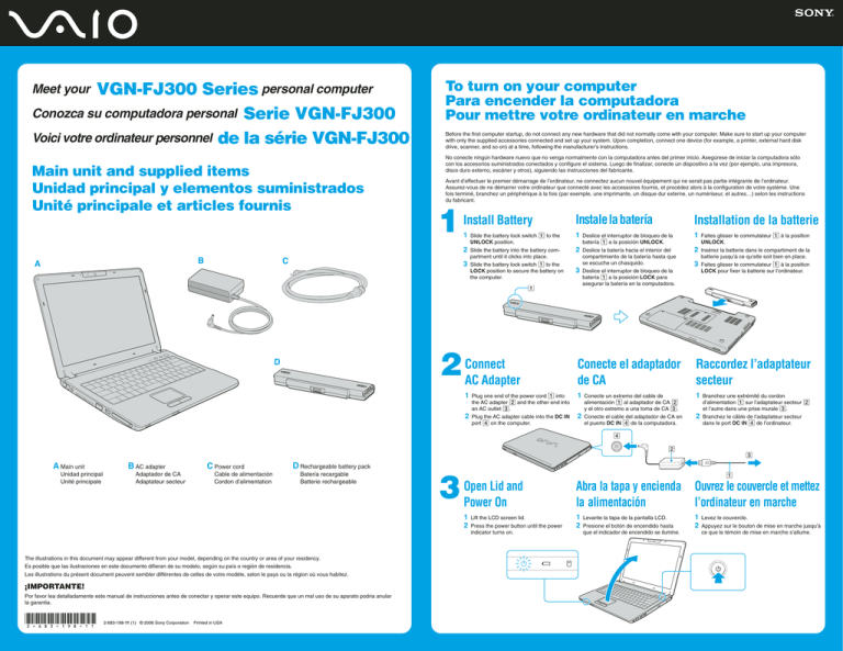 Sony VGN-FJ370 Quick start guide Sony VGN-FJ370 Quick start guide