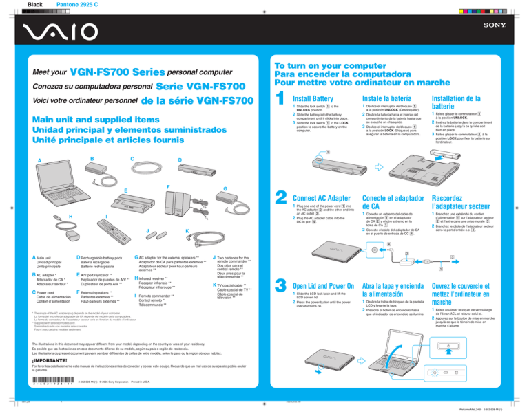 Sony VGN-FS710/W Quick start guide Sony VGN-FS710/W Quick start guide
