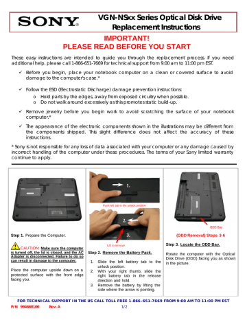 Sony VGN-NS101E/L Installation guide Sony VGN-NS101E/L Installation guide