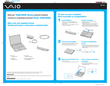 Sony VGN-S550P Quick start guide Sony VGN-S550P Quick start guide