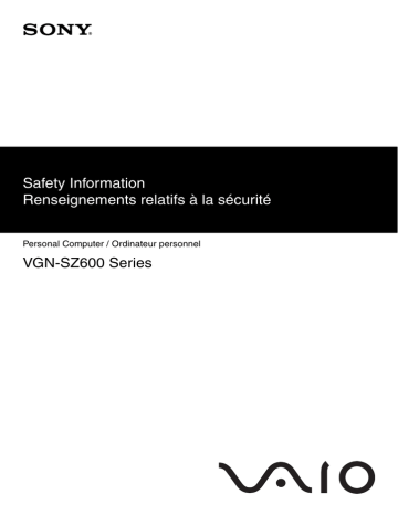 Sony VGN-SZ645P Safety information Sony VGN-SZ645P Safety information
