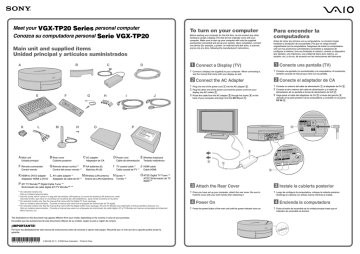 Sony VGX-TP20E Quick guide Sony VGX-TP20E Quick guide