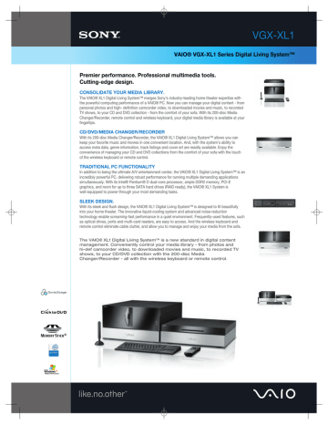 Sony VGX-XL1A Specification Sony VGX-XL1A Specification