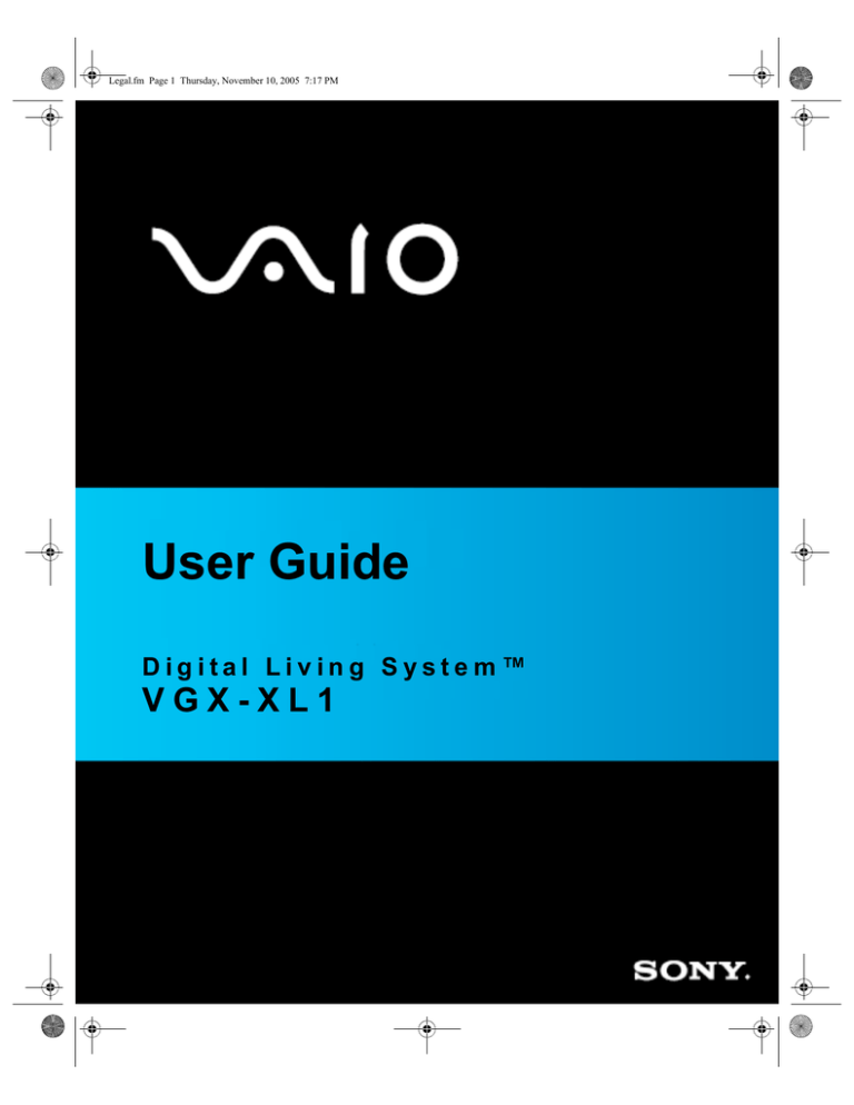 Sony VGX-XL1A User's guide Sony VGX-XL1A User's guide