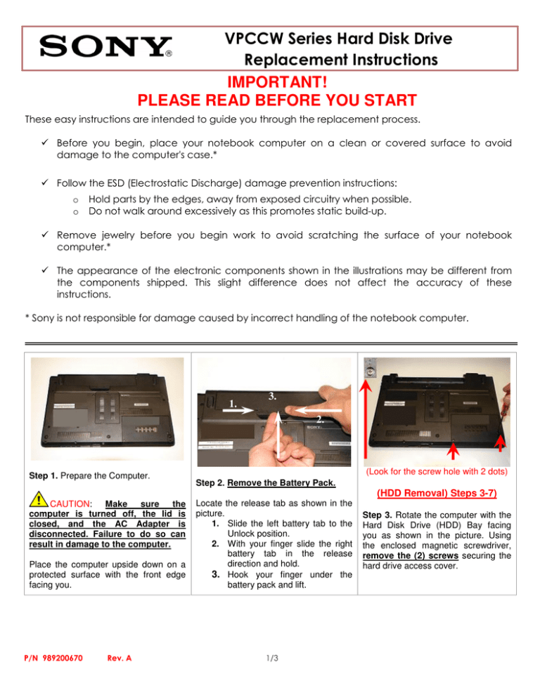 Sony VPCCW13FX/B Installation guide Sony VPCCW13FX/B Installation guide