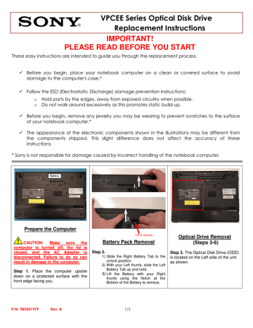 Sony VPCEE21FX/BI Installation guide Sony VPCEE21FX/BI Installation guide
