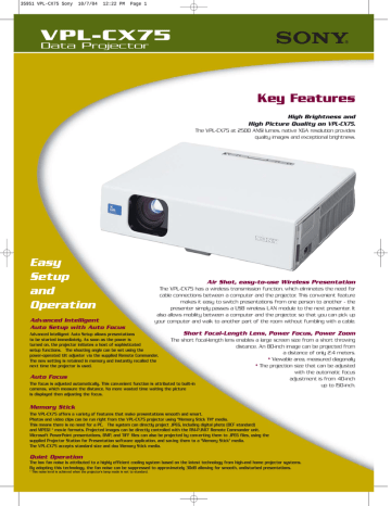 Sony VPL-CX75 User's manual Sony VPL-CX75 User's manual