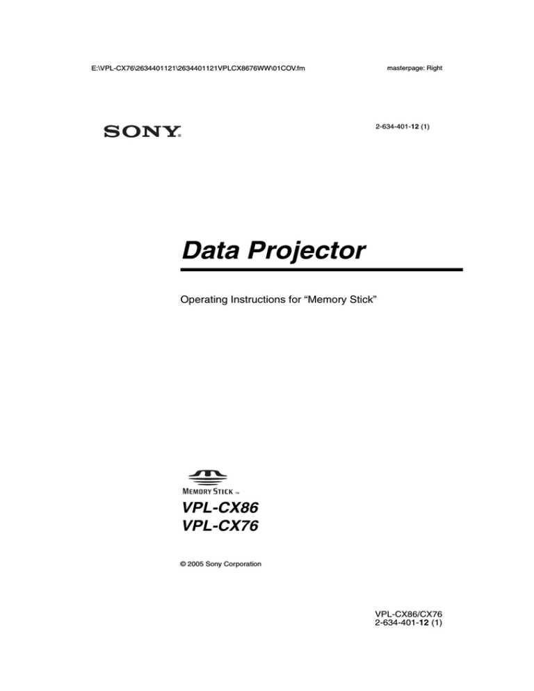 Sony VPL-CX76 User manual Sony VPL-CX76 User manual