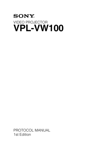 Sony VPL-VW100 User's manual Sony VPL-VW100 User's manual