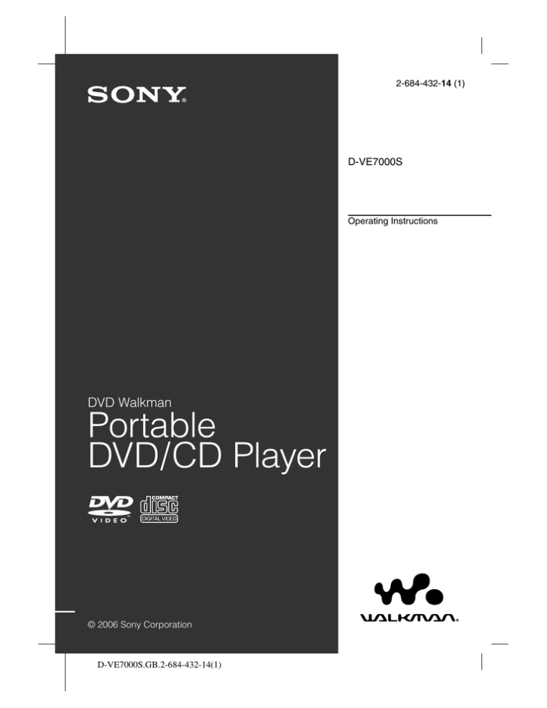 Sony WALKMAN D-VE7000S User's manual Sony WALKMAN D-VE7000S User's manual