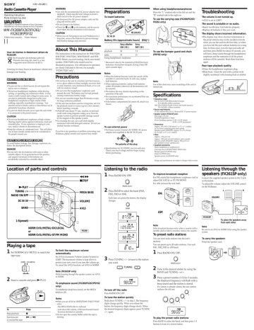 Sony WM-FX261 User manual | Manualzz
