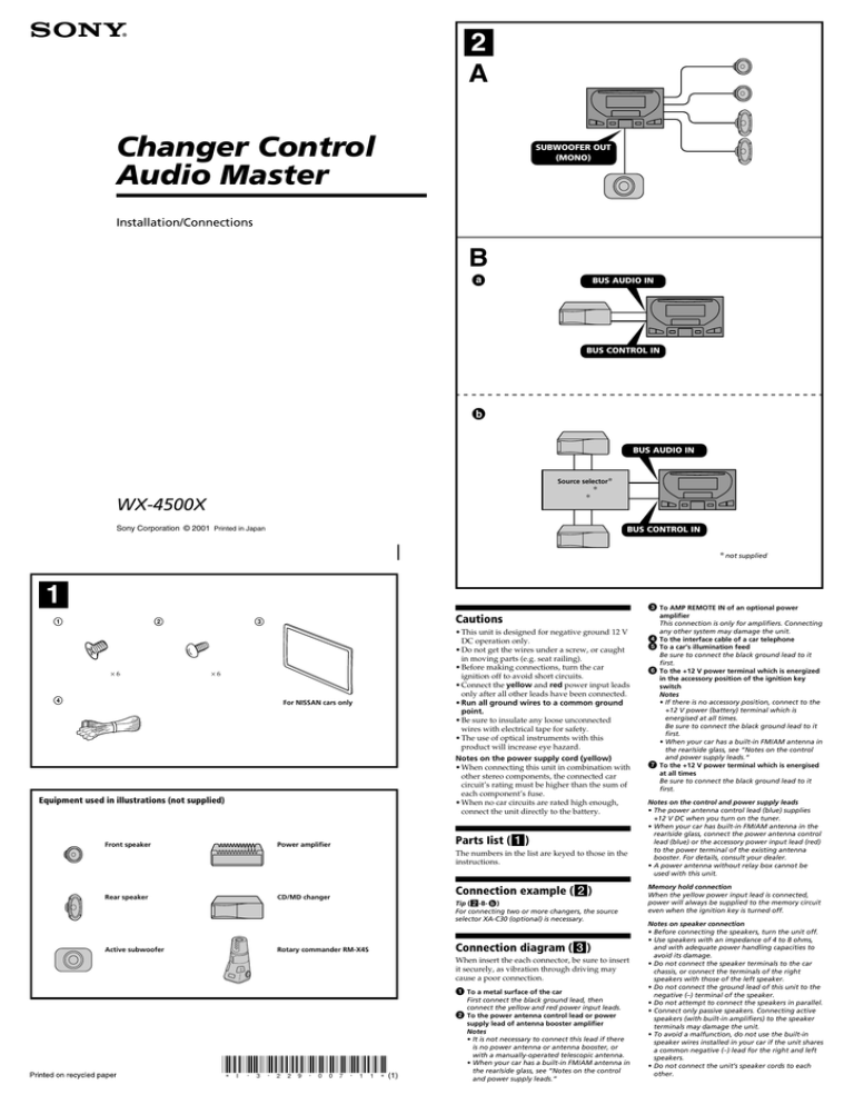 Sony WX-4500X Installation Instructions Sony WX-4500X Installation Instructions