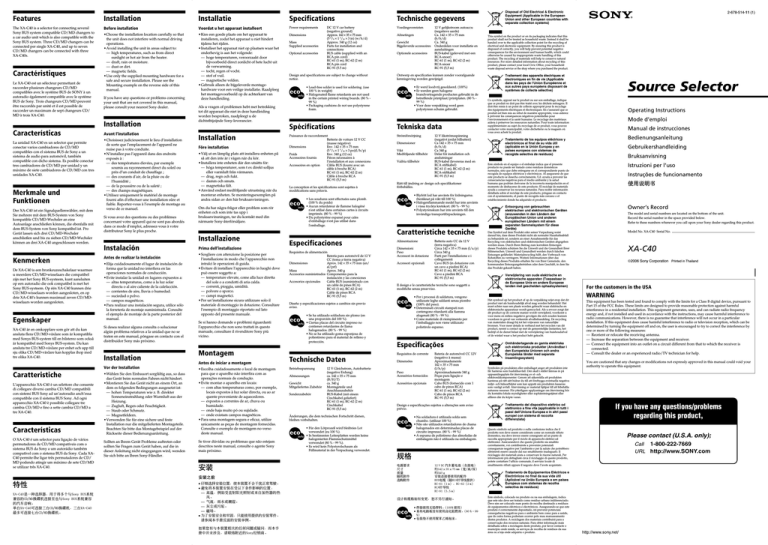 Sony XA-C40 Operating instructions Sony XA-C40 Operating instructions