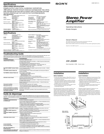 Sony XM-2000R User's manual Sony XM-2000R User's manual