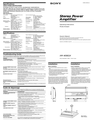 Sony XM-405EQX Operating instructions Sony XM-405EQX Operating instructions