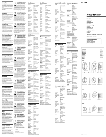 Sony XS-F1335, XS-F1035, XS-F1735, XS-F6935 Owner's manual Sony XS-F1335, XS-F1035, XS-F1735, XS-F6935 Owner's manual