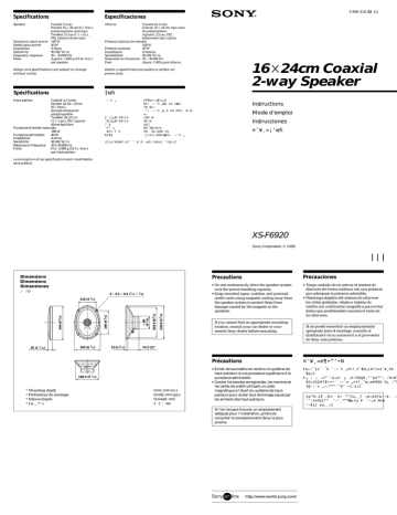 Sony XS-F6920 User's manual Sony XS-F6920 User's manual