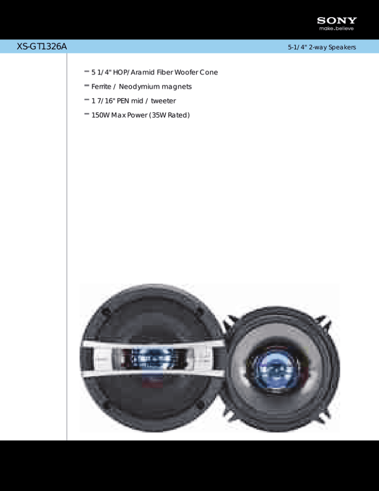 Sony XS-GT1326A Specification Sony XS-GT1326A Specification