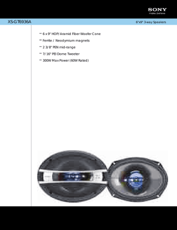 Sony XS-GT6936A Specification Sony XS-GT6936A Specification