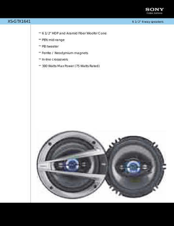 Sony XS-GTX1641 Specification Sony XS-GTX1641 Specification