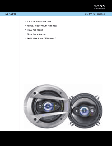 Sony XS-R1343 Specification Sony XS-R1343 Specification