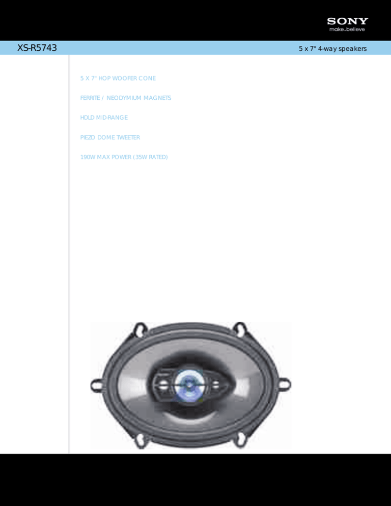 Sony XS-R5743 Specification Sony XS-R5743 Specification
