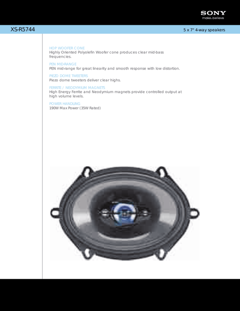 Sony XS-R5744 Specification Sony XS-R5744 Specification