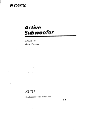 Sony XS-TL1 Instruction manual Sony XS-TL1 Instruction manual
