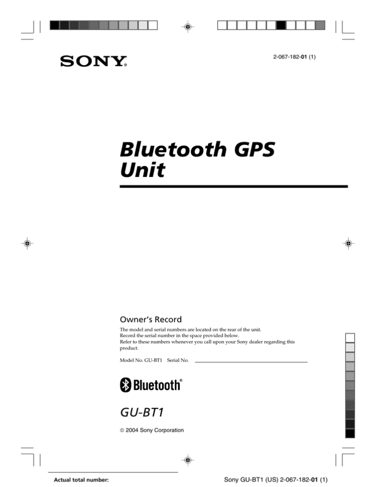 Sony ZS-BT1 User's manual Sony ZS-BT1 User's manual