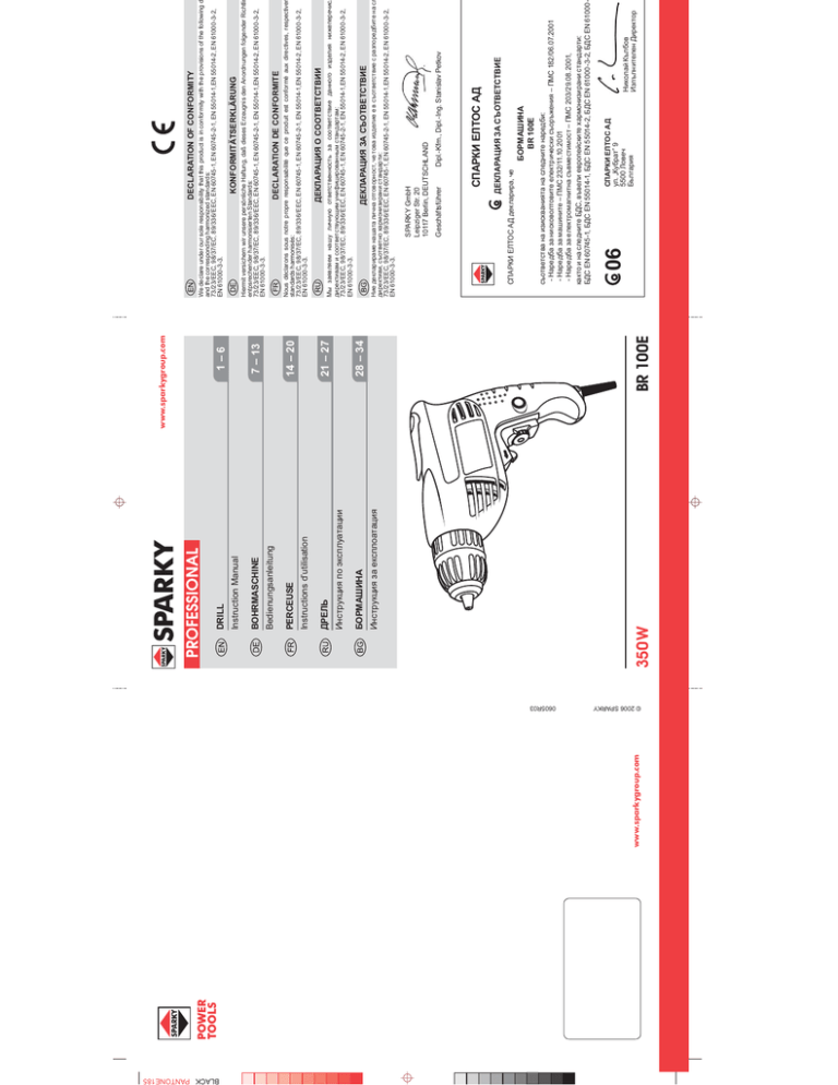Sparky Group BR 100E User manual Sparky Group BR 100E User manual