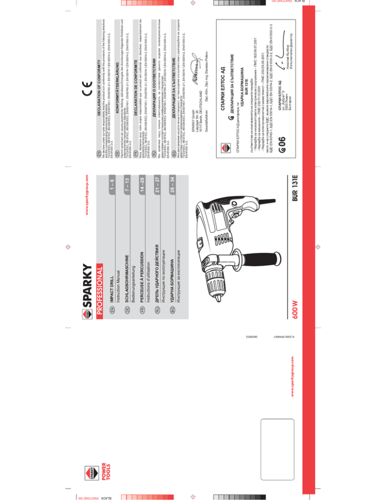 Sparky Group BUR 131E User's manual Sparky Group BUR 131E User's manual