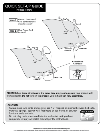 Sunbeam Bedding TRF8V-MASTER User's Manual | Manualzz