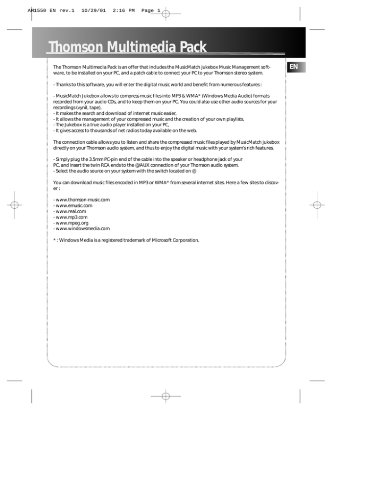 Technicolor - Thomson AM1550 User manual Technicolor - Thomson AM1550 User manual
