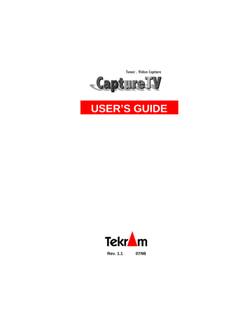 Tekram Technology CaptureTV M205 User's Manual | Manualzz Tekram Technology CaptureTV M205 User's Manual | Manualzz
