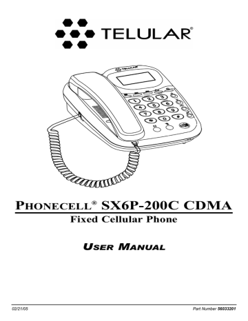 Telular SX6P-200C User's Manual | Manualzz