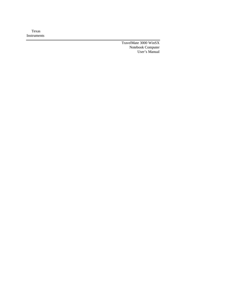 Texas Instruments 3000 WinSX User manual Texas Instruments 3000 WinSX User manual